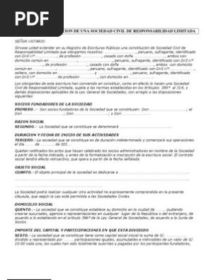 Minuta De Constitucion De Una Sociedad Civil De Responsabilidad Limitada Pdf Liquidacion Gobierno