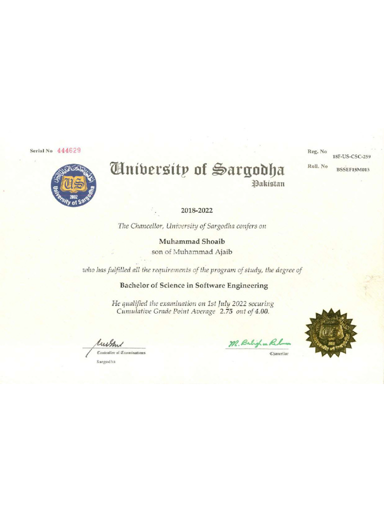 BS Degree & Transcript | PDF