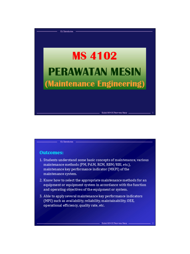 Maintenance Engineering Overview | PDF | Reliability Engineering | Business