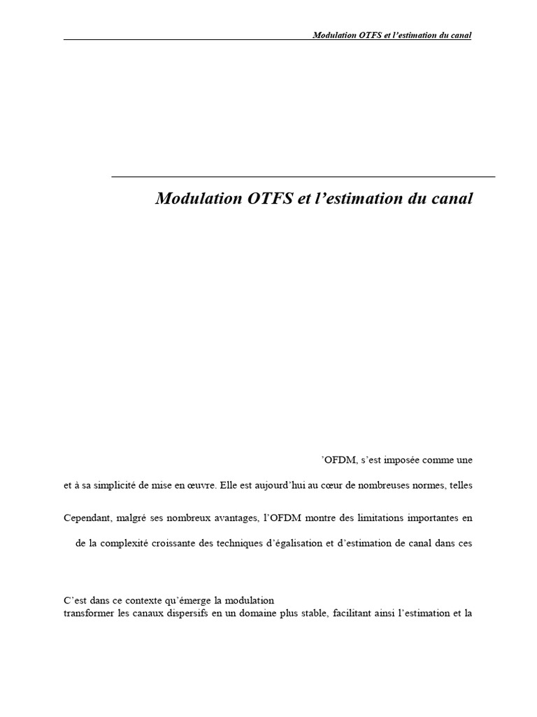 Modulation OTFS et estimation du canal | PDF | Orthogonal Frequency ...