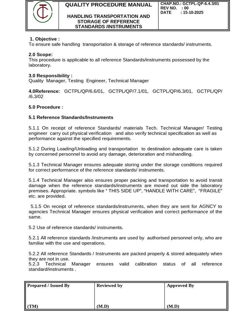 Safe Handling of Reference Standards | PDF | Verification And ...