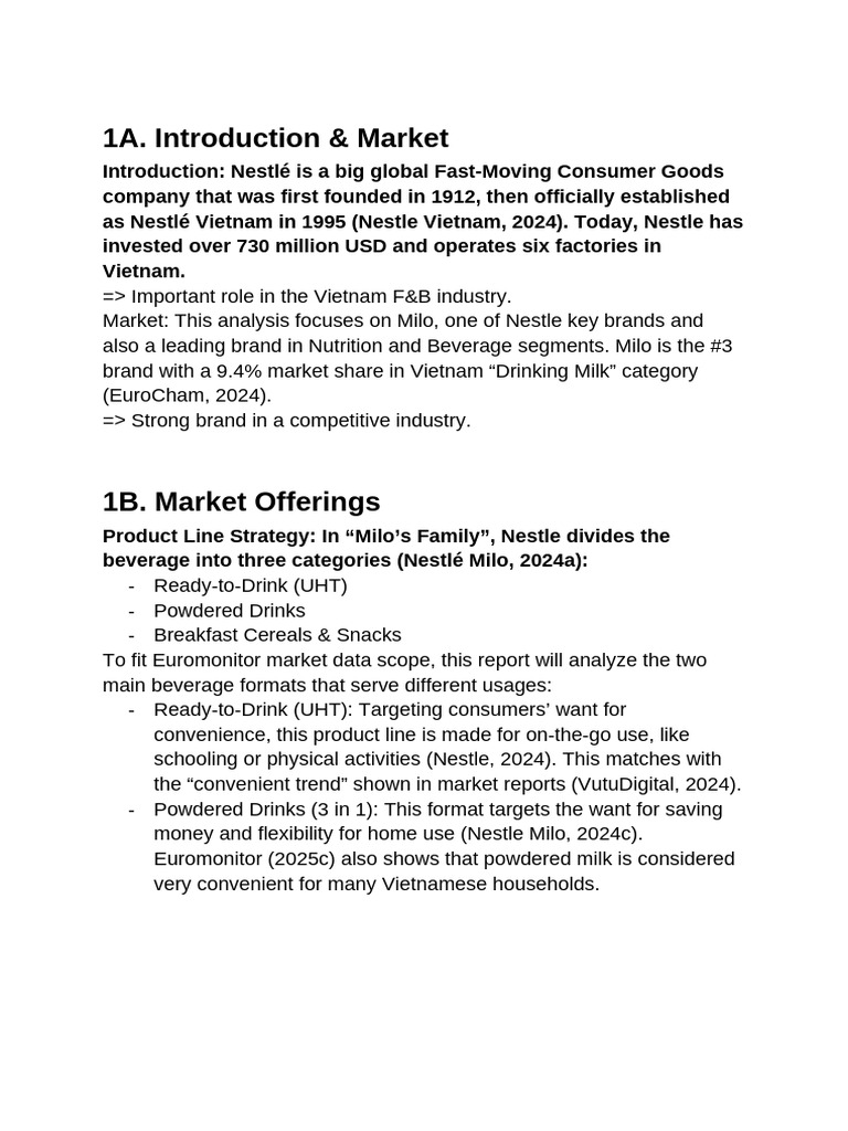 Milo's Market Strategy in Vietnam | PDF | Marketing | Swot Analysis