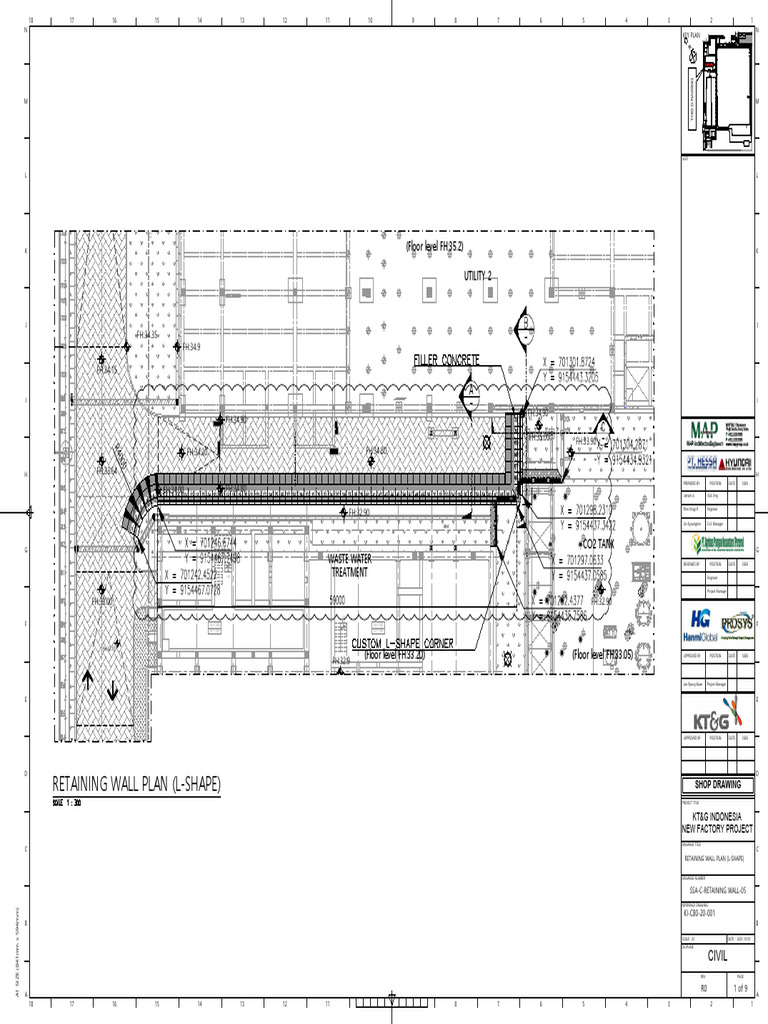 L-Shape Retaining Wall Shop Drawing | PDF | Structural Engineering ...