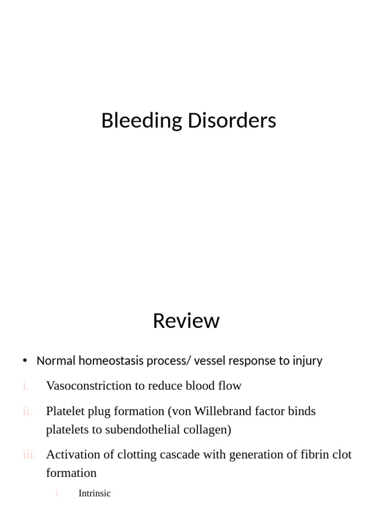 Overview of Bleeding Disorders and Hemophilia | PDF | Coagulation ...