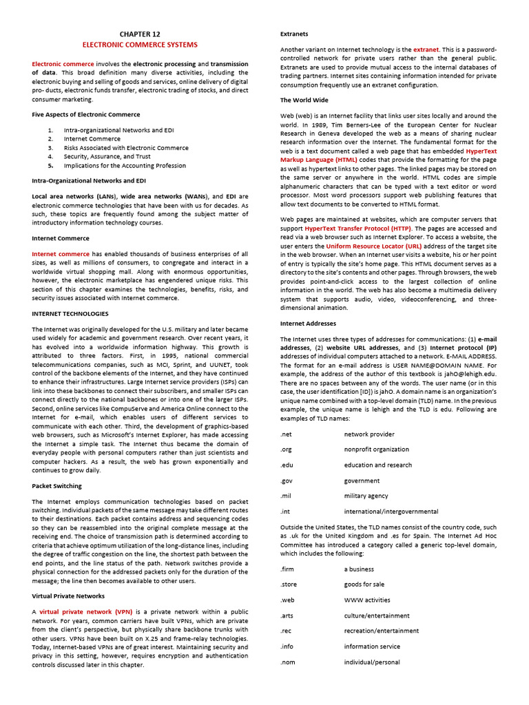 Electronic Commerce Systems Overview | PDF | Cloud Computing | World ...