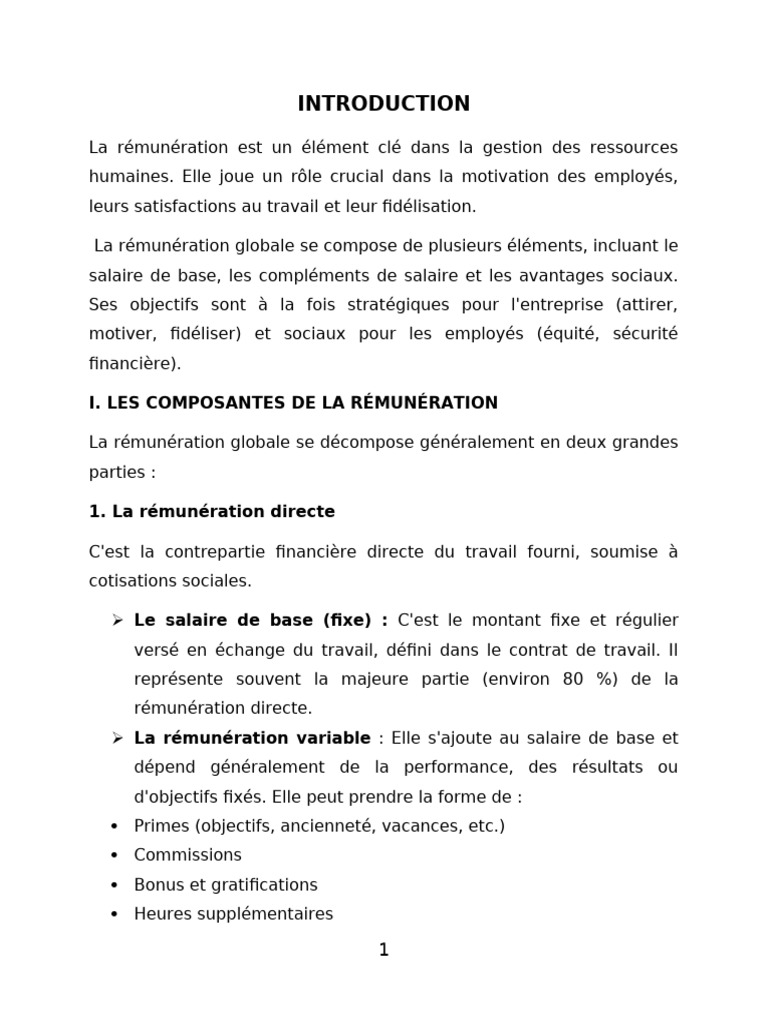 Composantes et objectifs de la rémunération | PDF | Business | Salaires