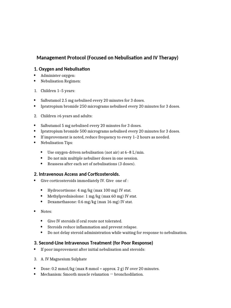 Nebulisation & IV Therapy Management Guide | PDF | Corticosteroid ...