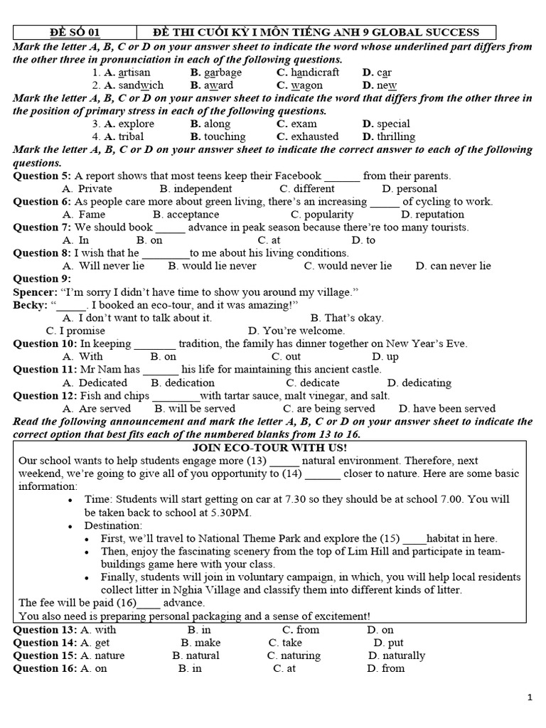 English Exam Paper for Grade 9 Students | PDF | Learning | Toronto