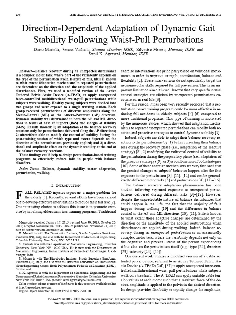 Direction-Dependent Adaptation of Dynamic Gait Stability Following ...