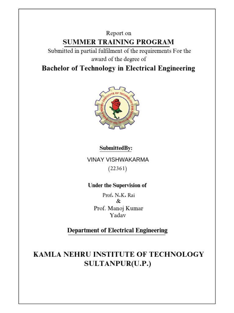 Summer Training Report - Electrical Engineering | PDF