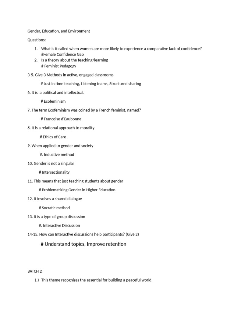 Gender, Education, and Ecofeminism Insights | PDF | Gender | Gender Studies