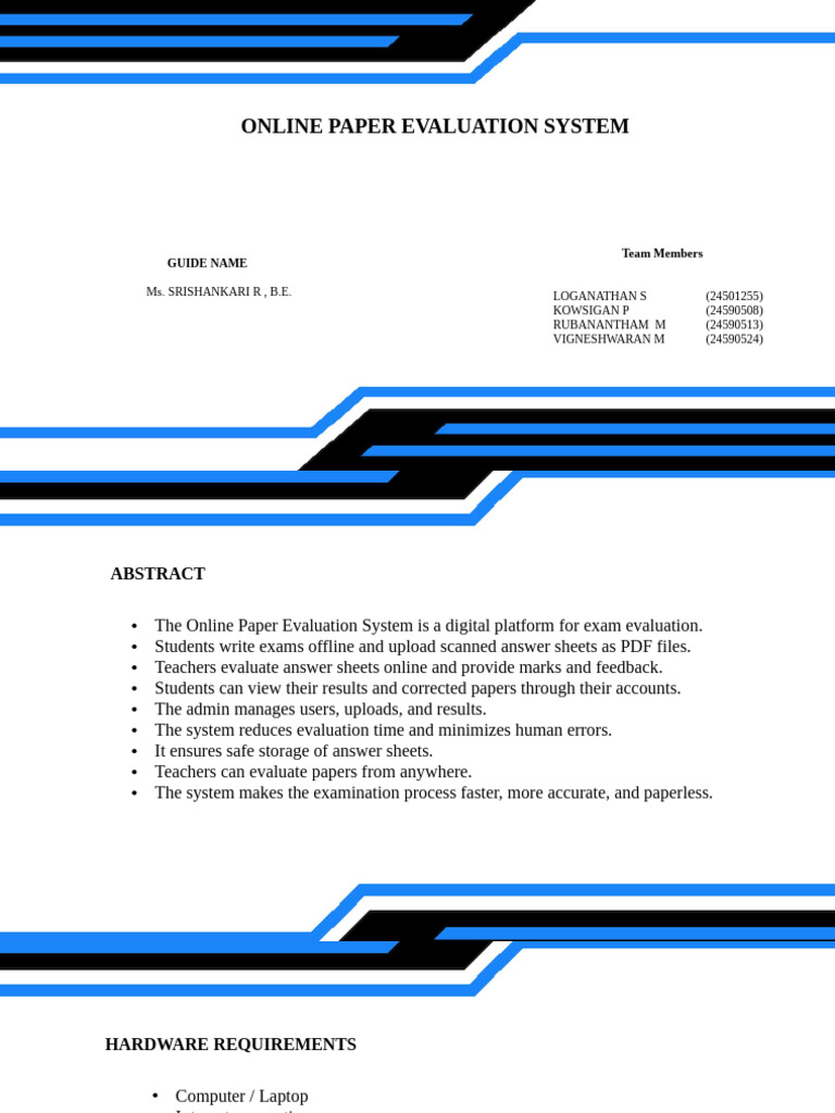 Online Paper Evaluation System Overview | PDF