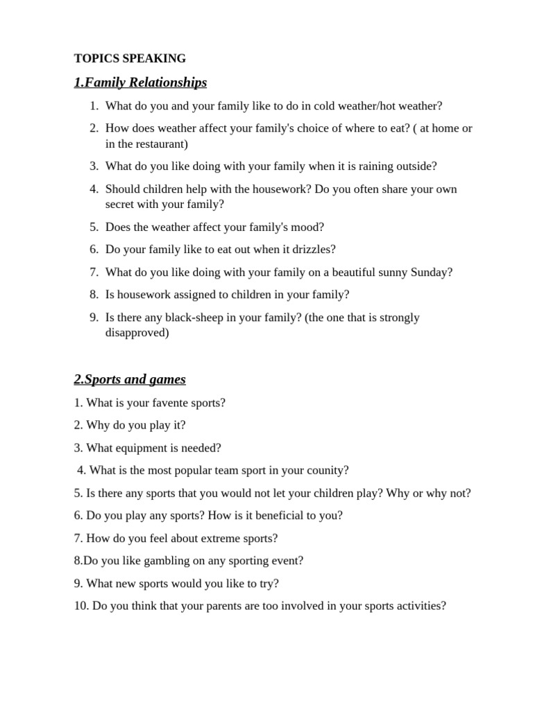 Engaging Topics for Speaking Practice | PDF