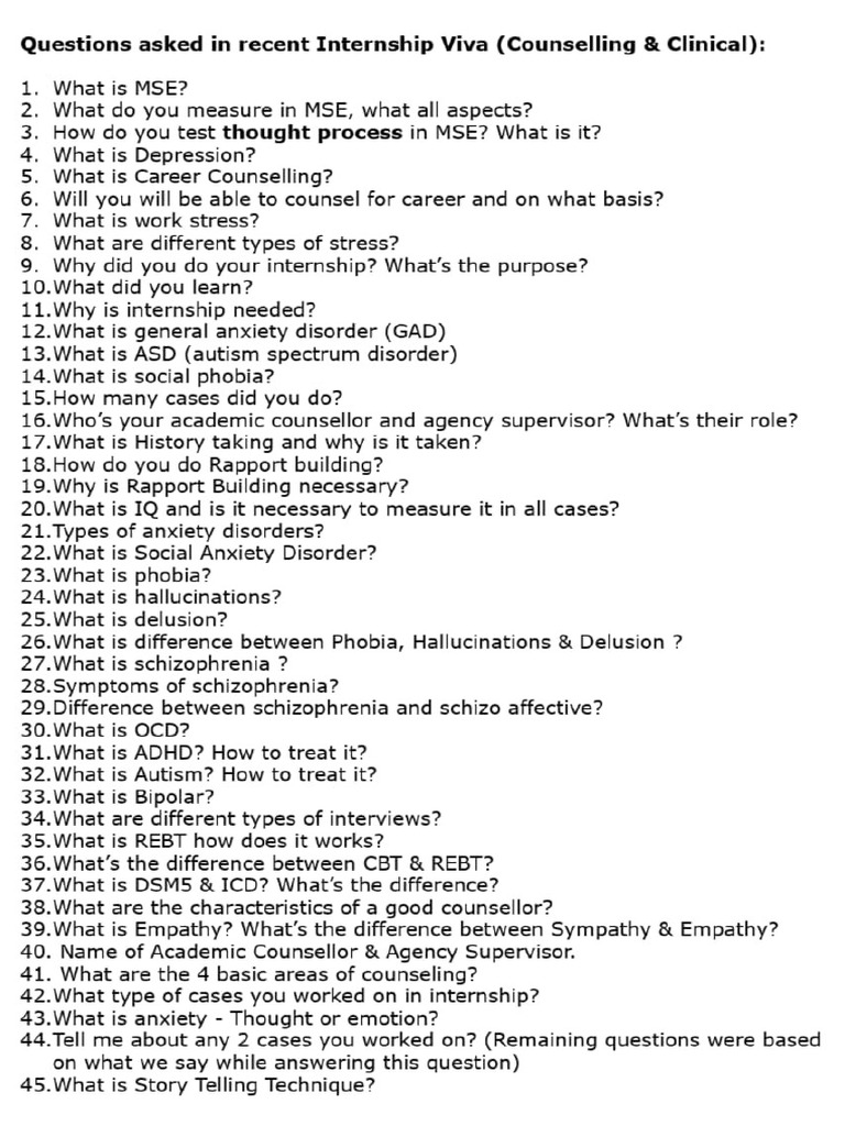 Questions For Internship VIVA - 3ab341f2 1ddc 4146 8a12 59bcd2f99a90 | PDF