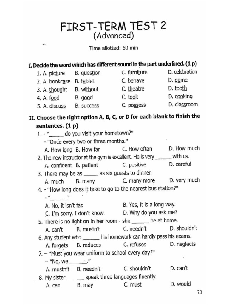 Advanced Test | PDF