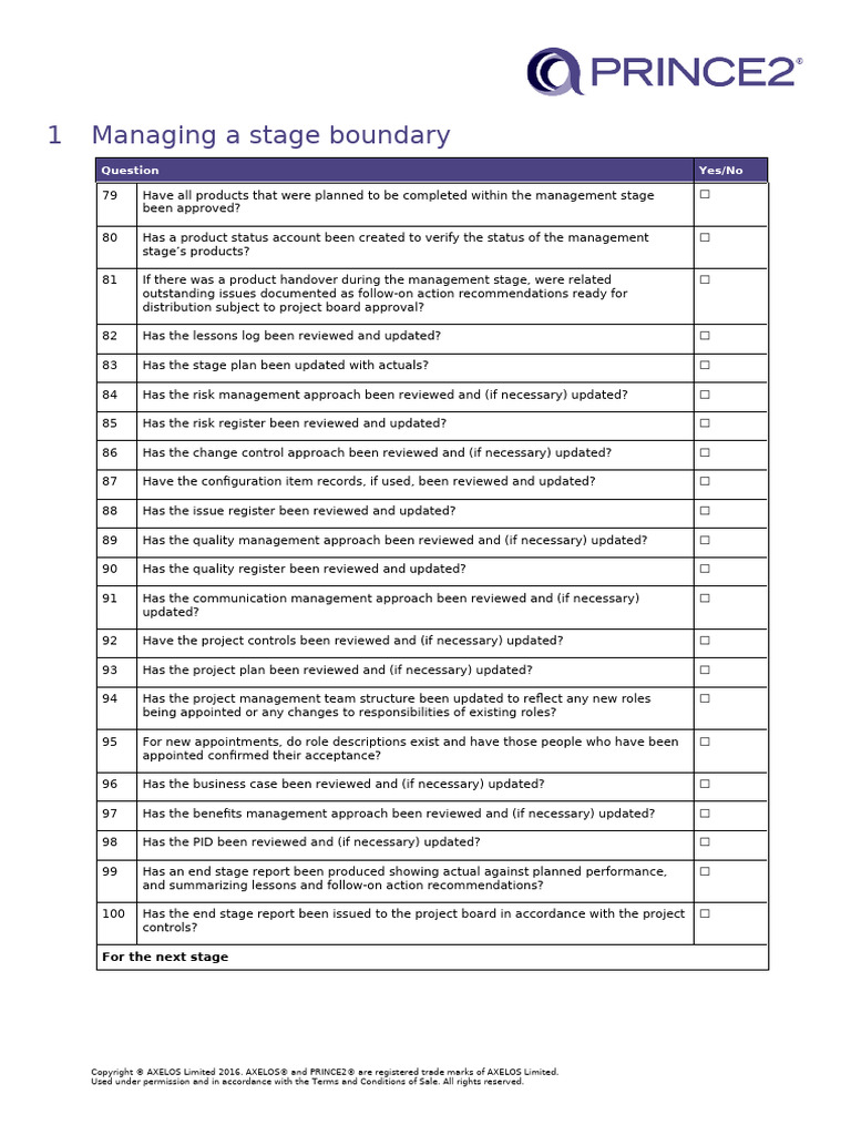 Stage Boundary Management Checklist | PDF | Business