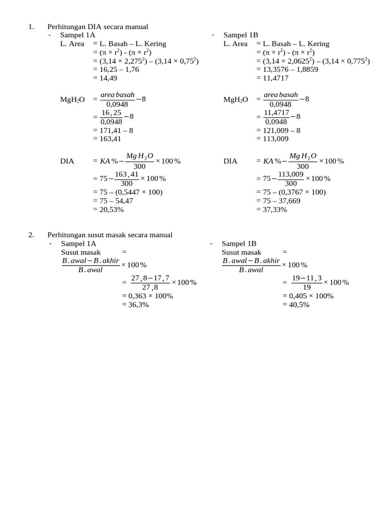 Manual Calculation of DIA and Shrinkage | PDF