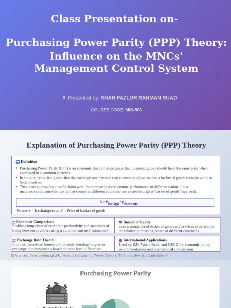 Purchasing Power Parity (PPP) Theory Presentation | PDF | Purchasing ...