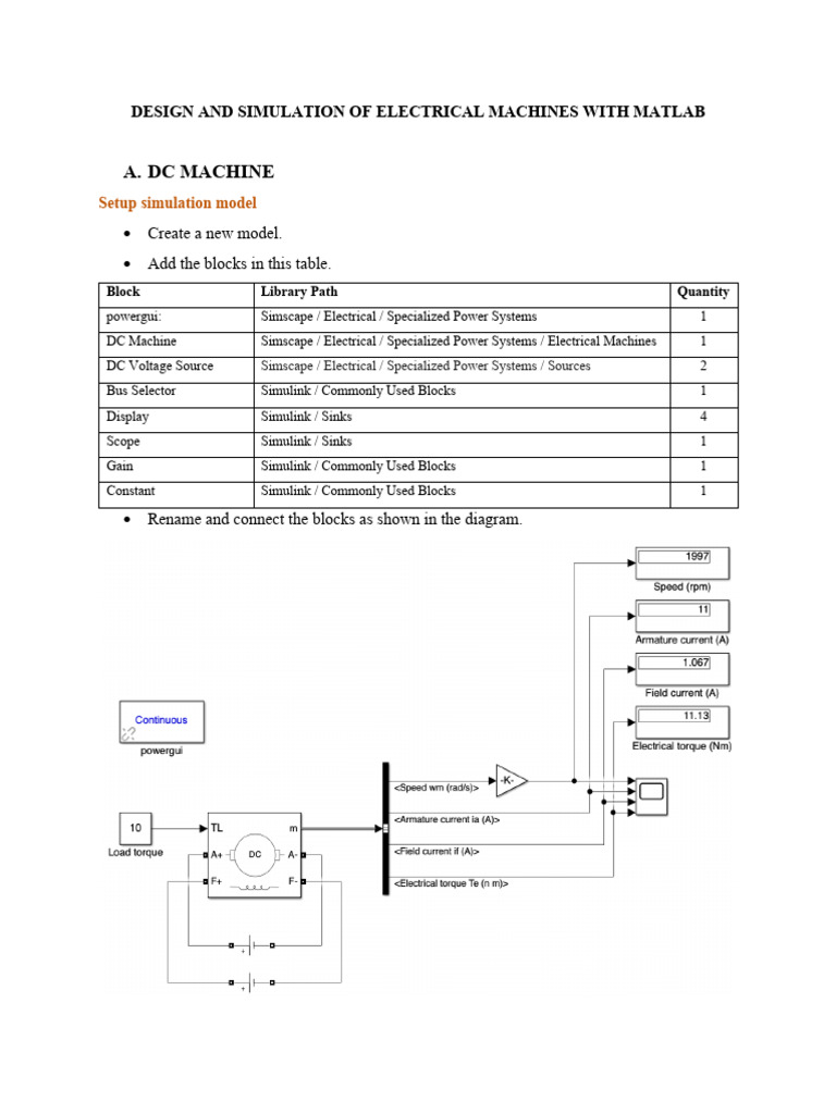 MATLAB Electrical Machine Simulation Guide | PDF | Voltage | Transformer