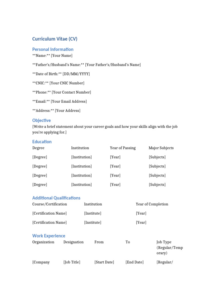 CV Template | PDF