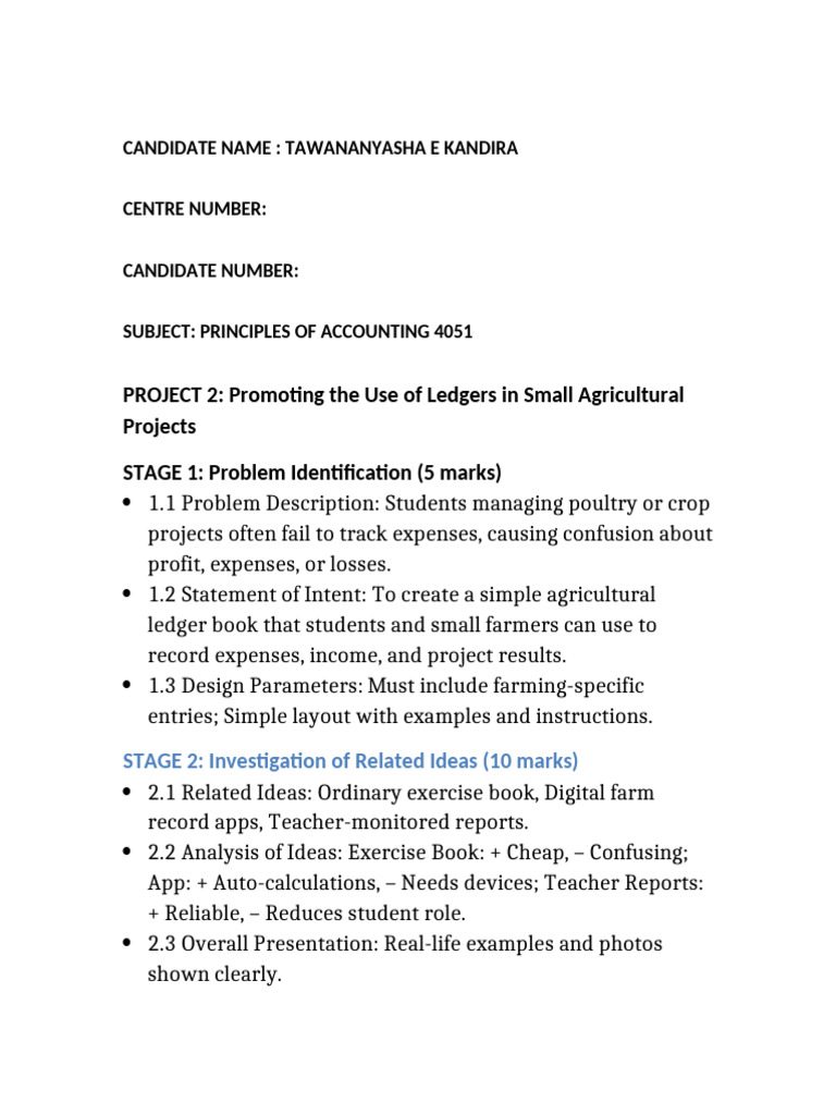 O Level Accounts Projects2 | PDF