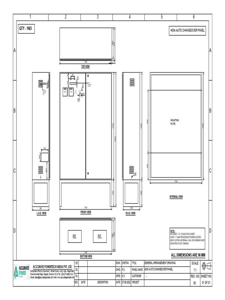 Fab DWG - 400a Auto Changeover Panel | PDF