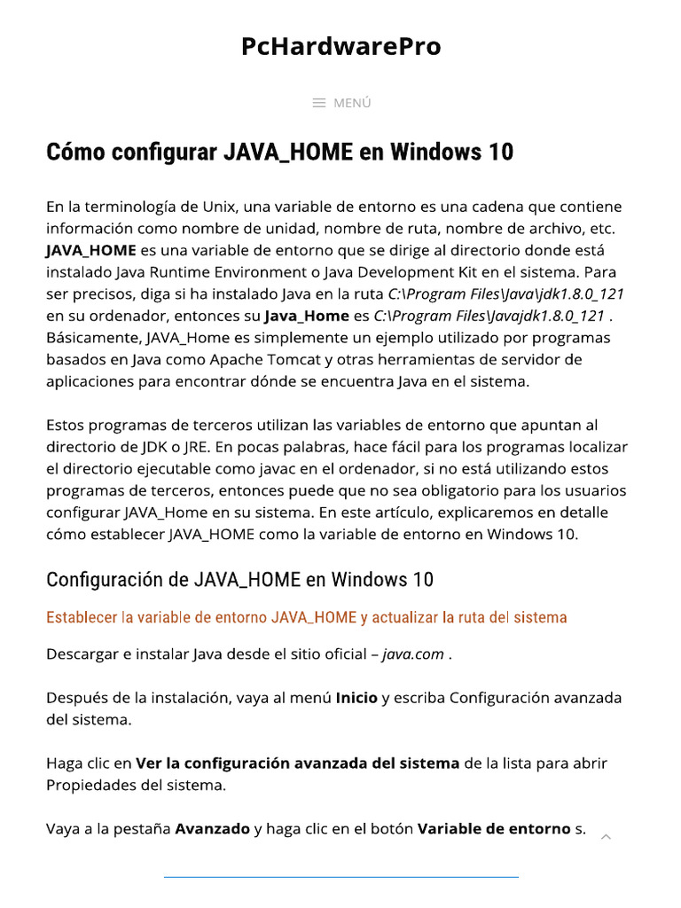 Cómo Configurar JAVA - HOME en Windows 10 | PDF