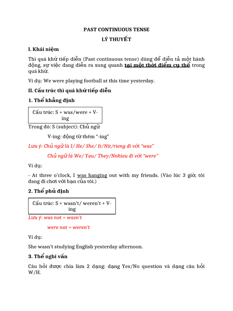 Understanding Past Continuous Tense | PDF