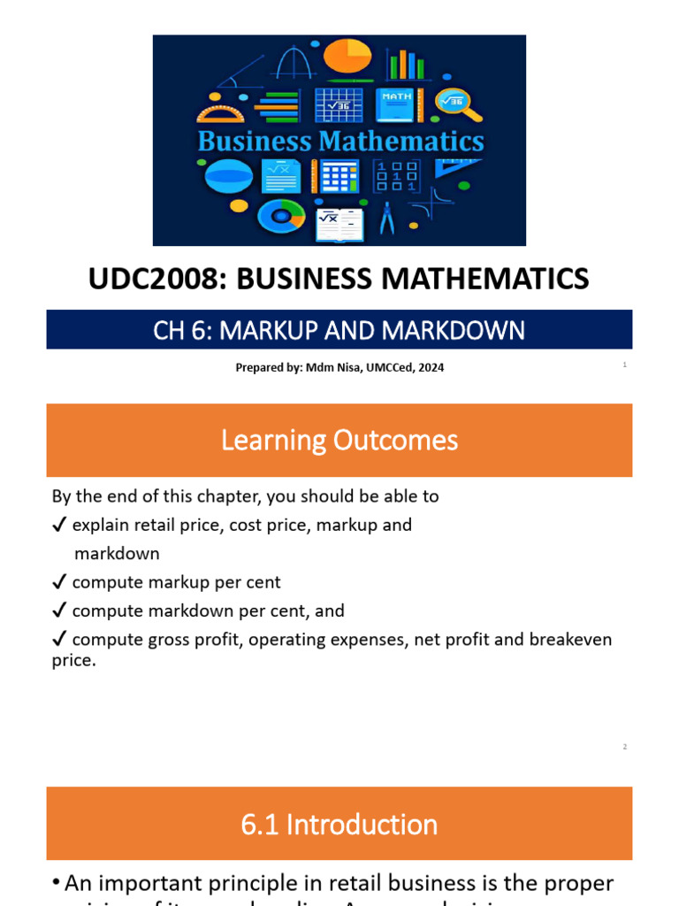Chapter 6 - Markup and Markdown | PDF | Percentage | Economics