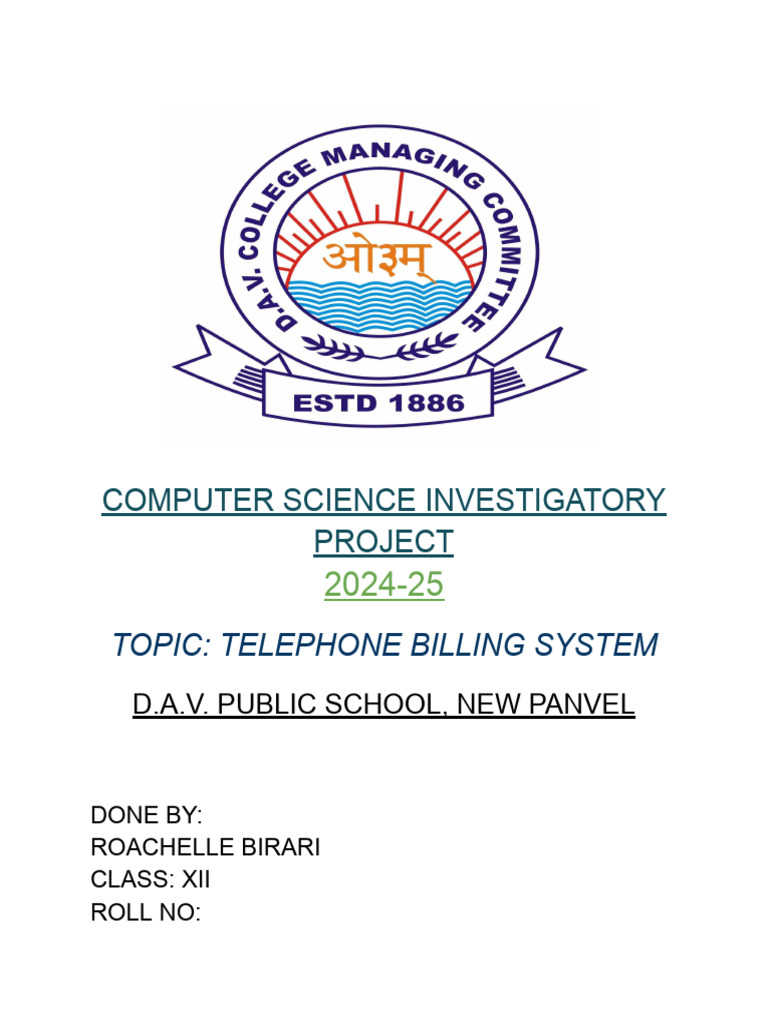 Telephone Billing System Project 2024 | PDF | Button (Computing ...