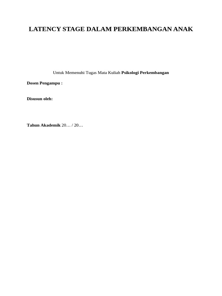 Pentingnya Latency Stage Anak 6-12 Tahun | PDF