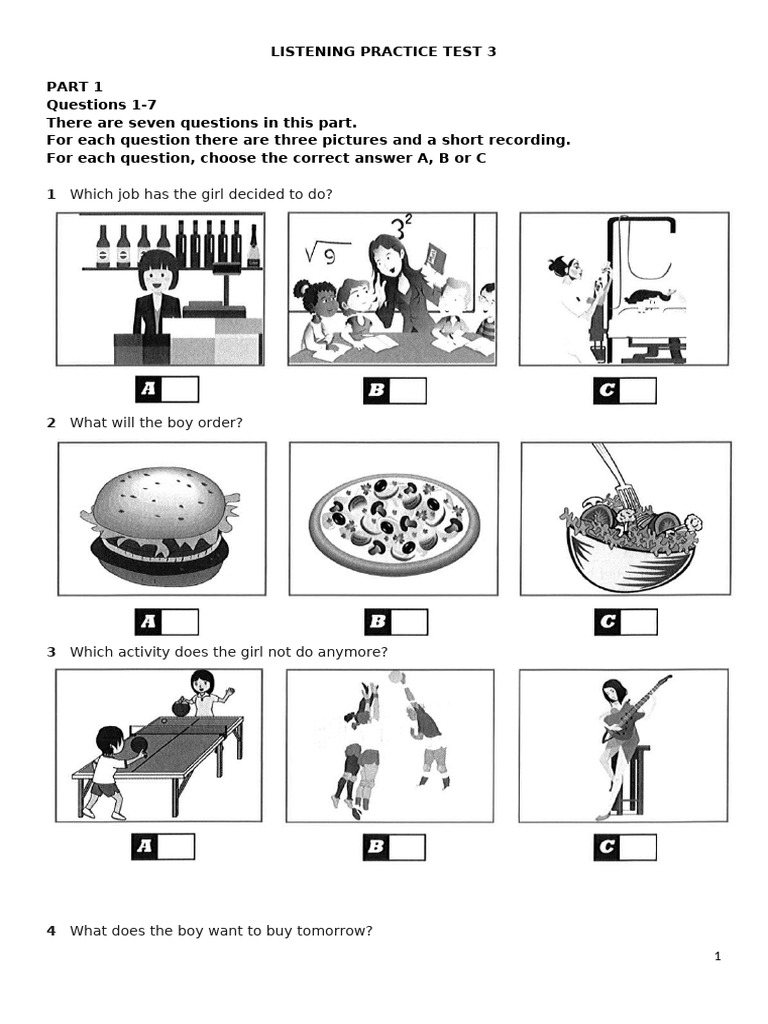 Listening Practice Test 3 Questions | PDF