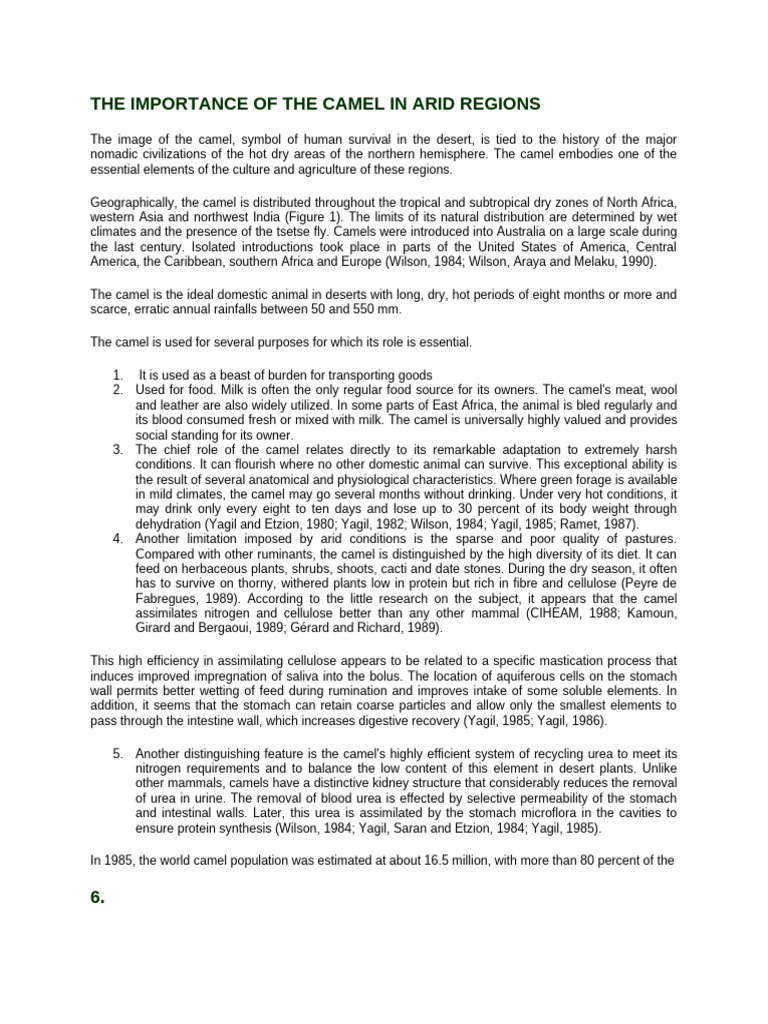 Camel's Role in Arid Regions | PDF | Cheese | Milk