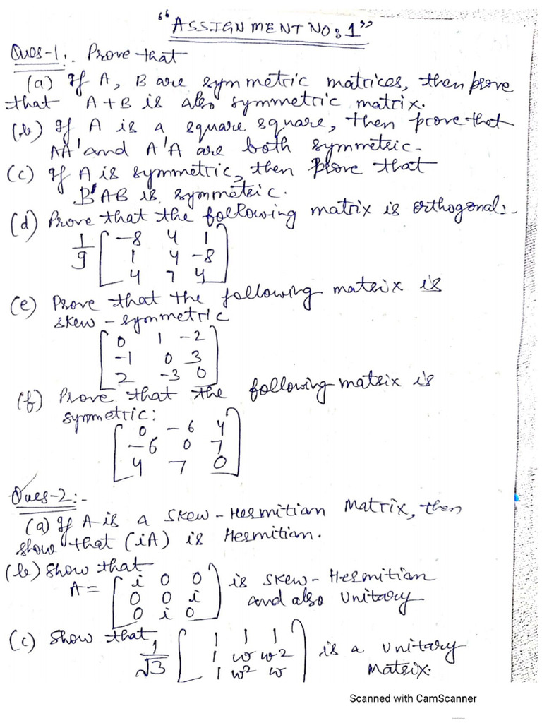 Maths Assignment 1 | PDF