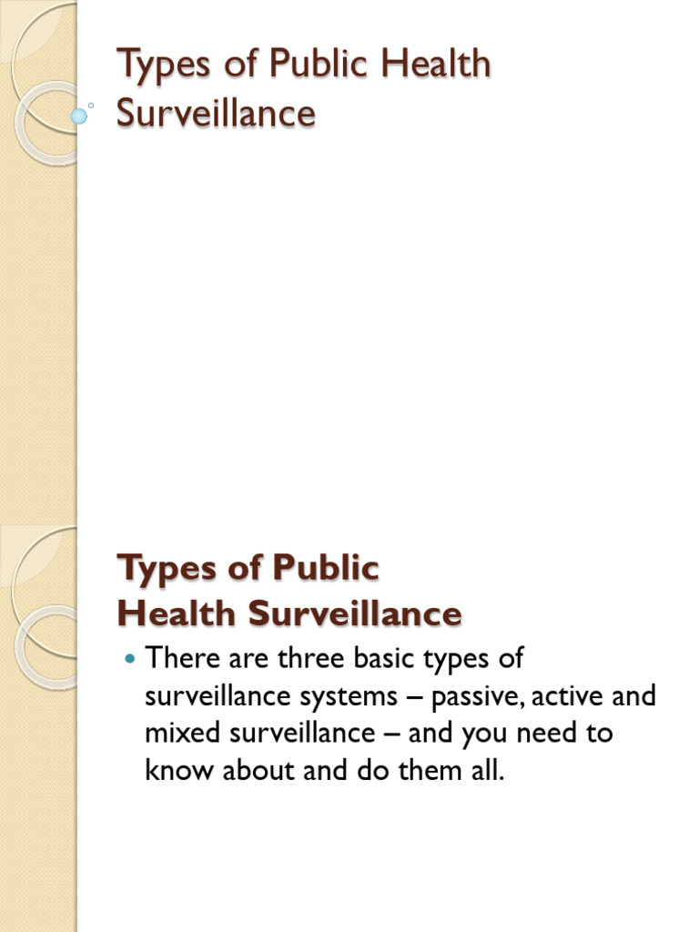 Types of Public Health Surveillance Systems | PDF | Surveillance ...