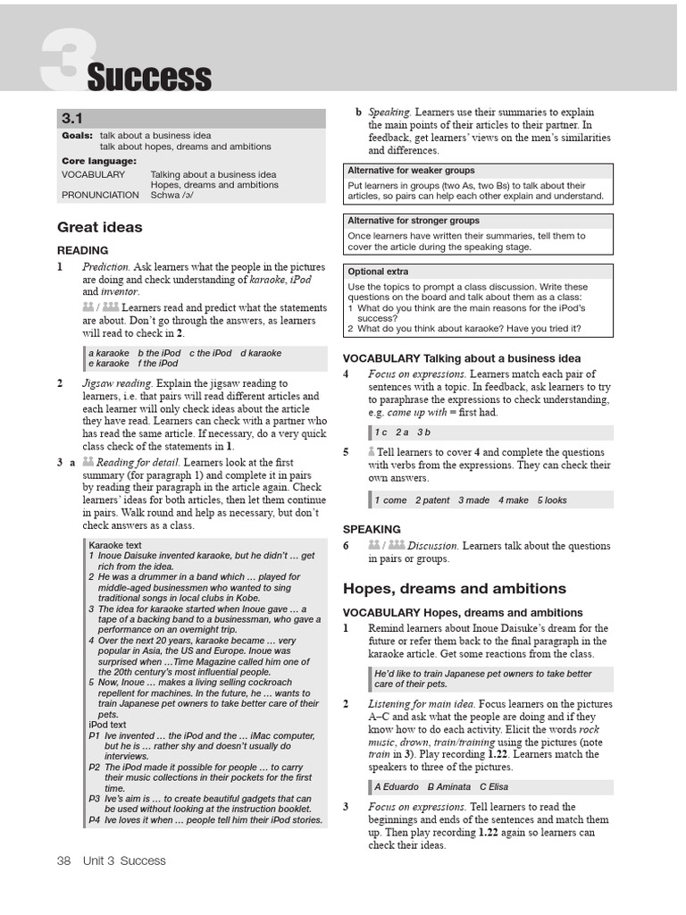 English Unlimited B1Plus TB - Unit 03 | PDF | Stress (Linguistics ...
