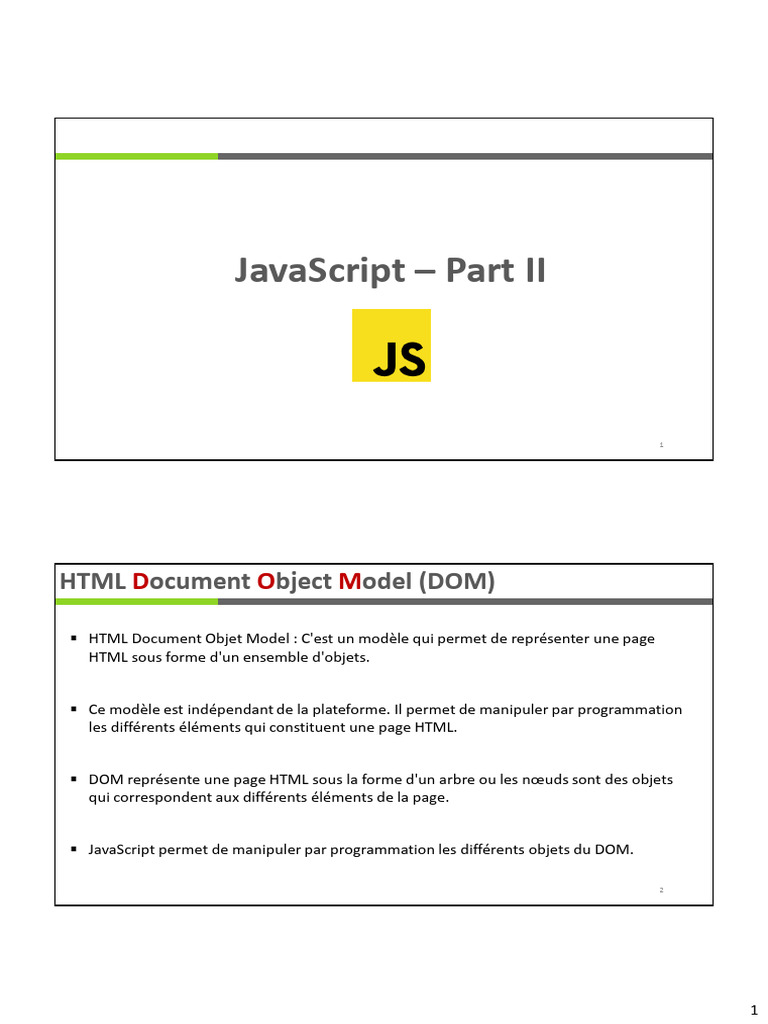 Manipulation du DOM avec JavaScript | PDF | Modèle d'objet de document ...