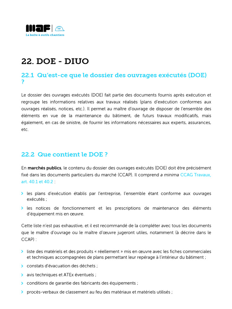 Dossier des Ouvrages Exécutés (DOE) | PDF