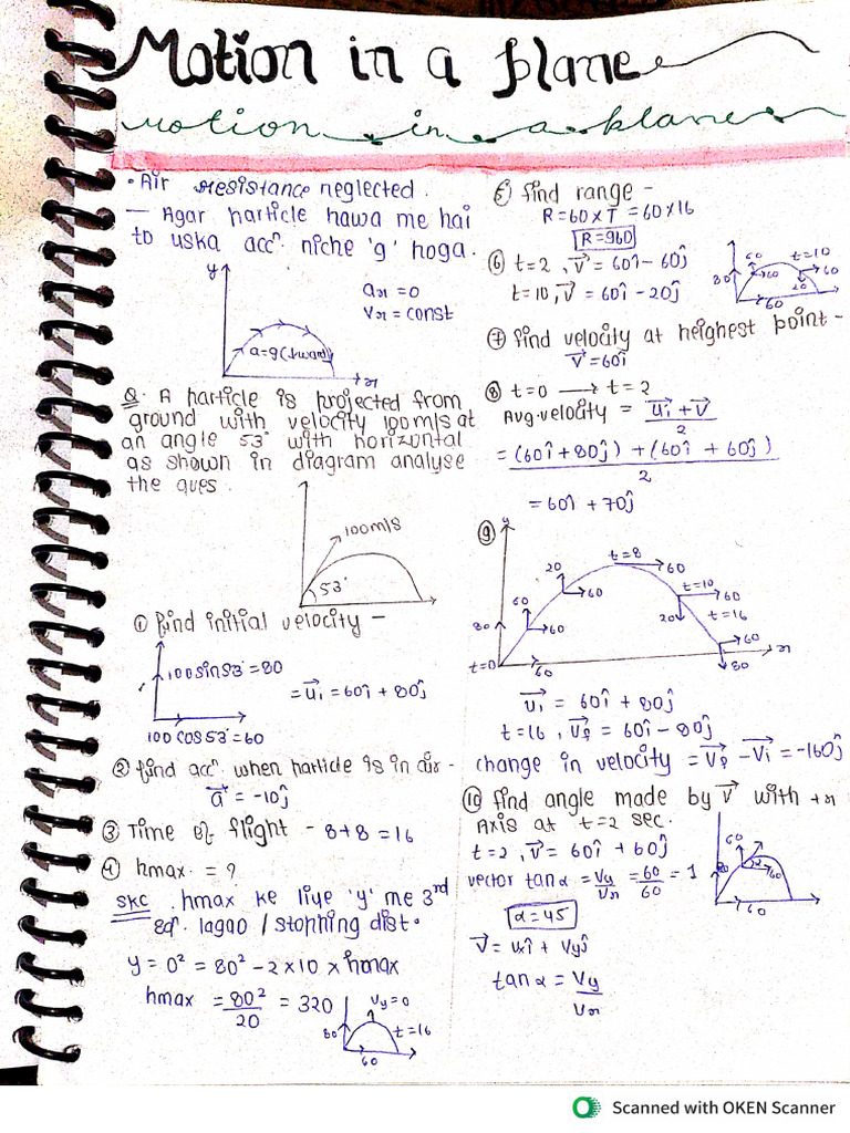Full Notes of MOTION in A PLANE Saleem Sir - Merged-Merged | PDF