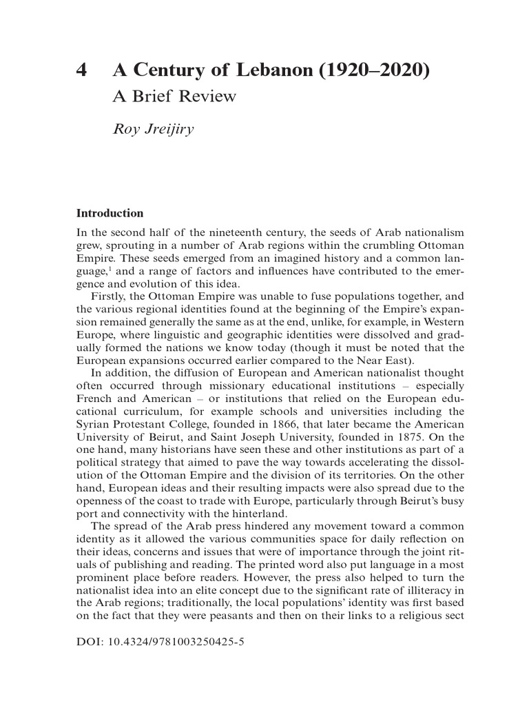 Lebanon's Sectarian Identity (1920-2020) | PDF | Lebanon | Sectarianism