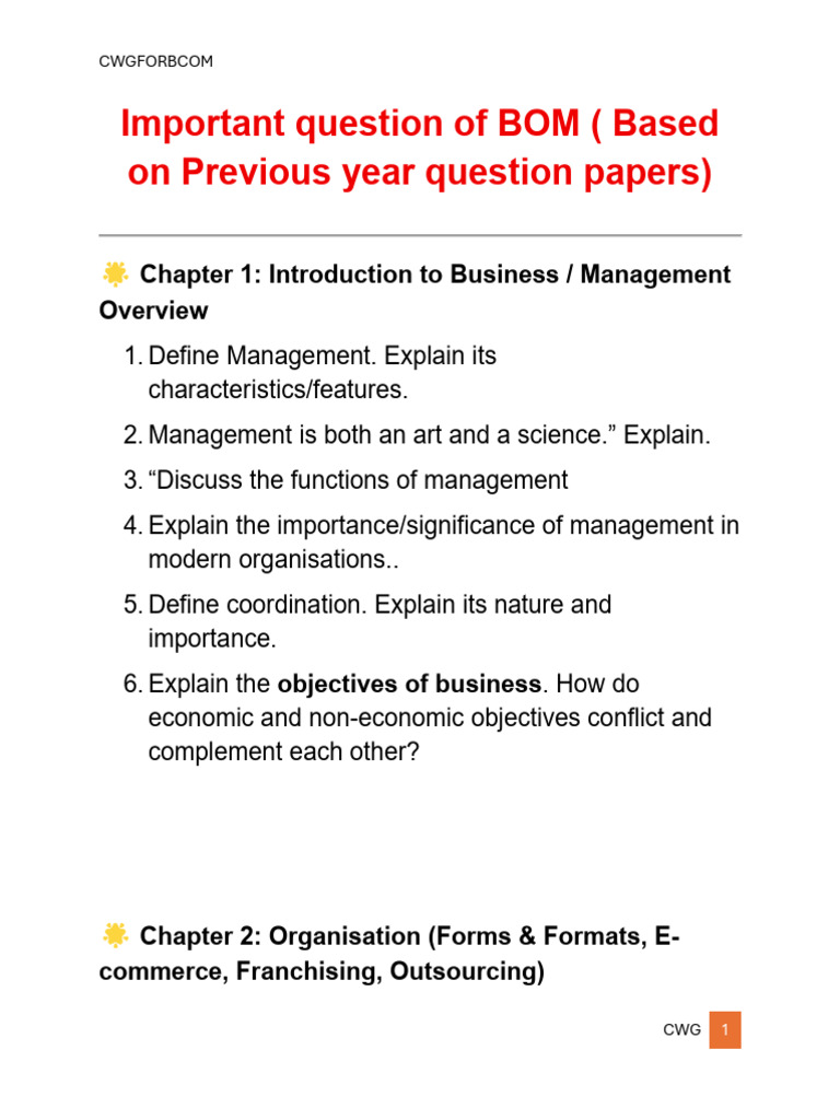 Business Management Concepts & Questions | PDF | Leadership ...