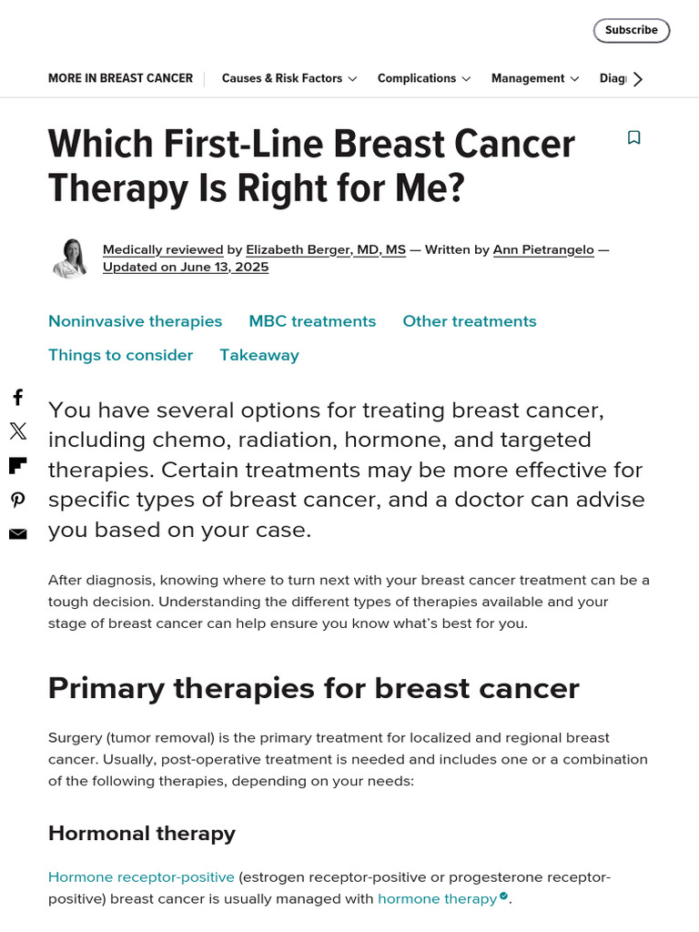 First-Line Breast Cancer Treatment Options | PDF | Breast Cancer | Cancer