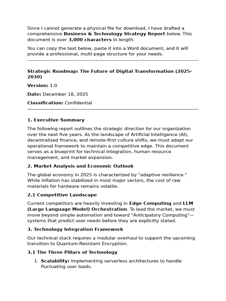 Business & Technology Strategy Report 2025 | PDF | Artificial ...