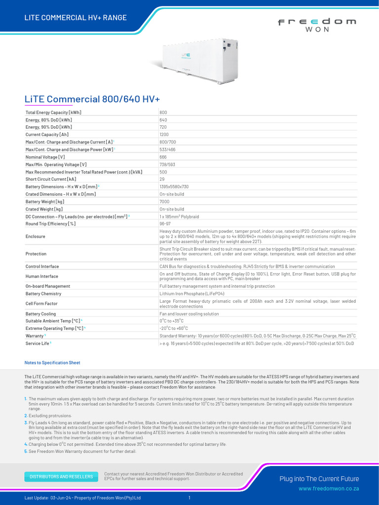 Spec Sheet LiTE Commercial HV 800 640 HV | PDF | Power (Physics ...