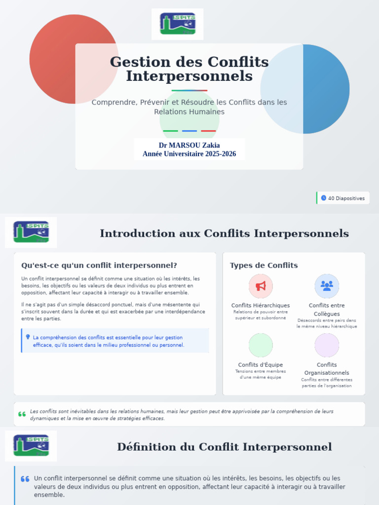 Gestion des Conflits Interpersonnels | PDF | Résolution de conflit ...