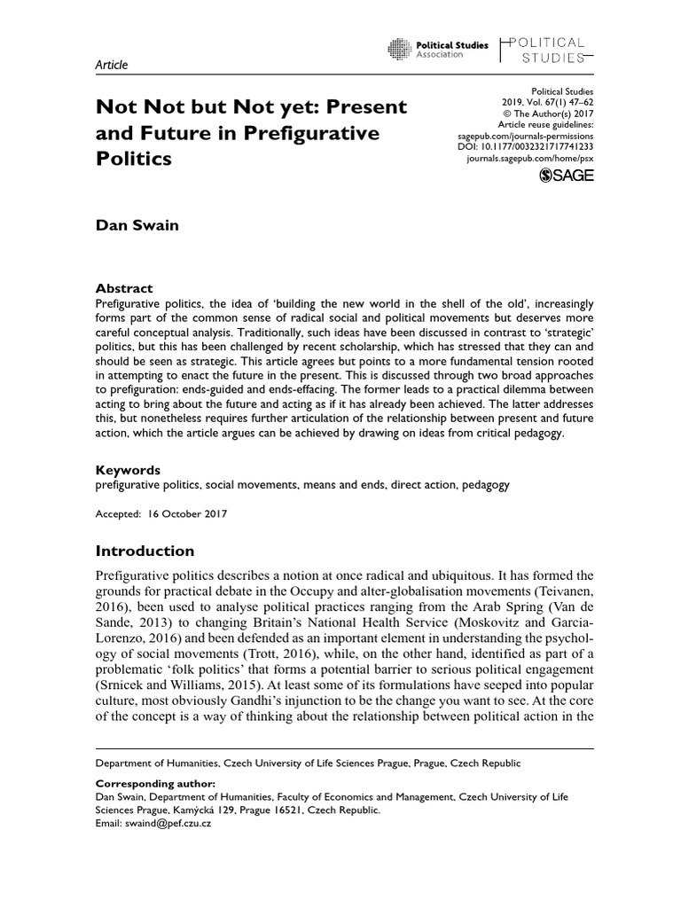 Not Not But Not Yet Present and Future in Prefigurative Politics | PDF ...