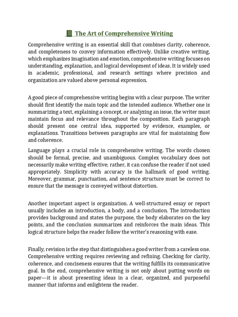 Mastering Comprehensive Writing Skills | PDF