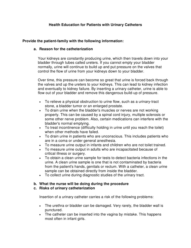 Urinary Catheterization Patient Guide | PDF | Urinary Incontinence ...