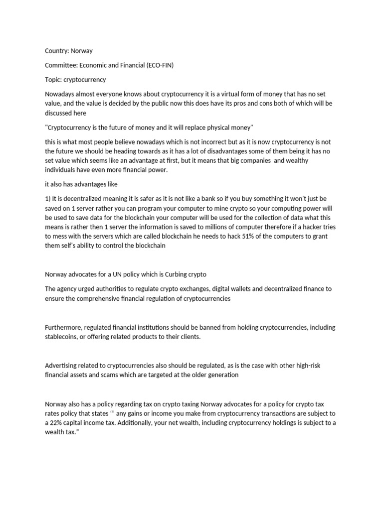 Country Norway | PDF | Cryptocurrency | Money