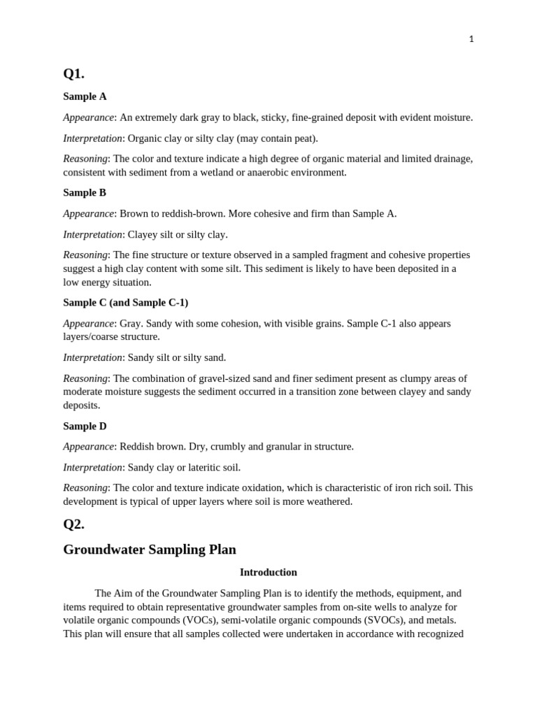 Groundwater Sampling Plan | PDF | Silt | Clay